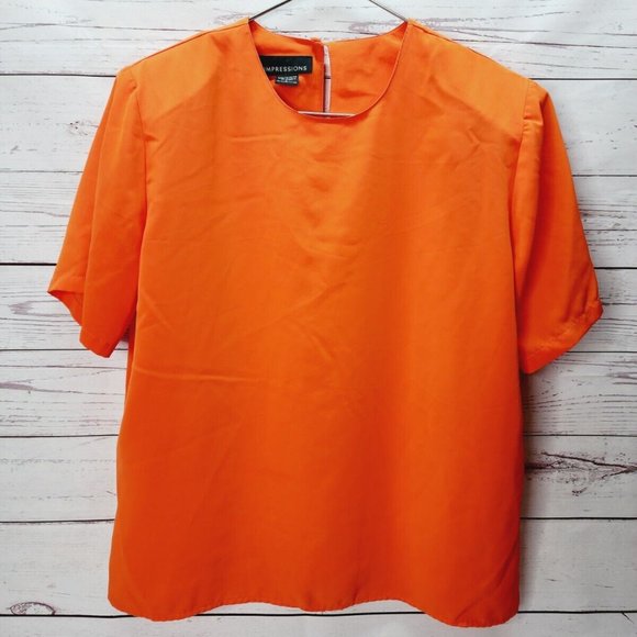 Impressions Tops - Vintage Impressions Women's Blouse Top Orange Size L Large